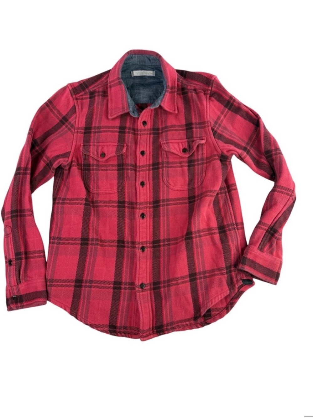 Outerknown Men's Red Plaid Blanket Shirt. Size Large